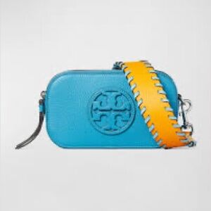 Tory Burch cerulean Blue &Orange Miller Crossbody Bag w 2 straps